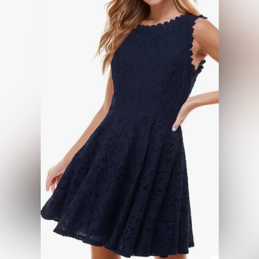 As U Wish Black Halter Lace Mini Dress - Size Large
